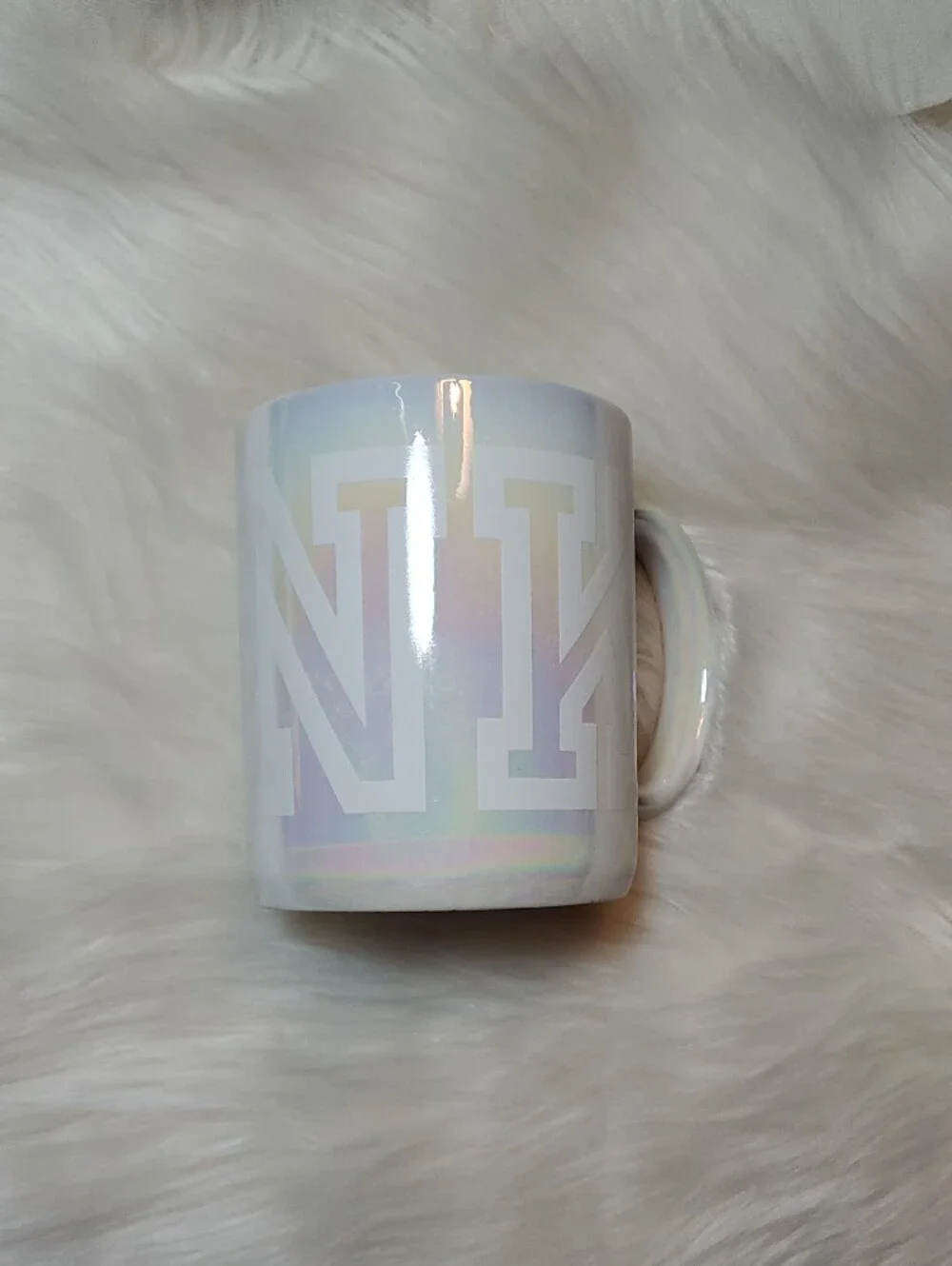 PINK Victoria's Secret Iridescent White Logo Huge Mug